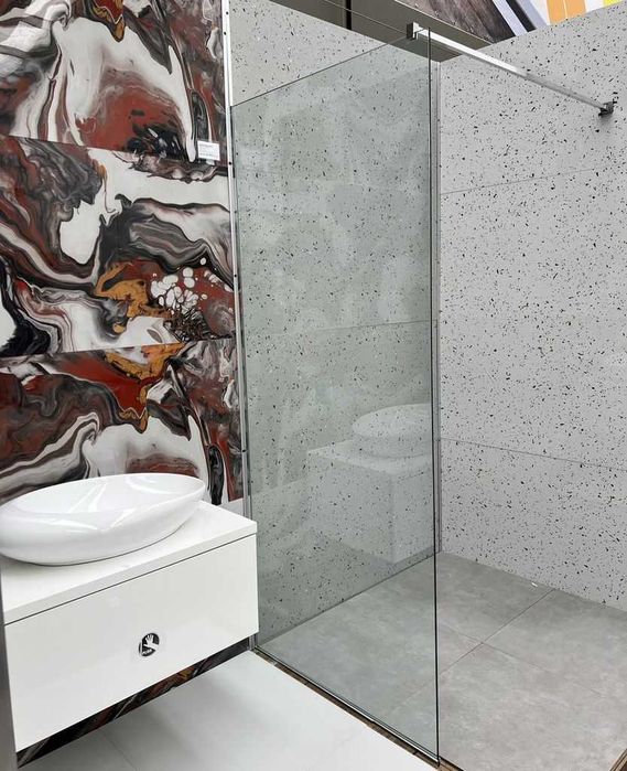 НОВ Параван за баня 8мм H200 Параван с Двоен профил + Рамо Bernard НОВ