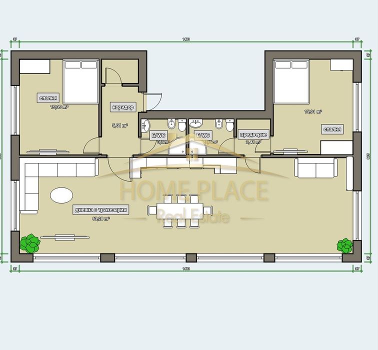 Тристаен апартамент с морска панорама