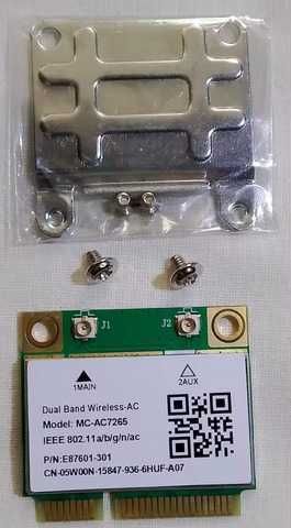Placă Rețea Wi-Fi 5 Intel AC-7265, Dual-Band, Bluetooth 4.2, Mini PCI-E, NOUA