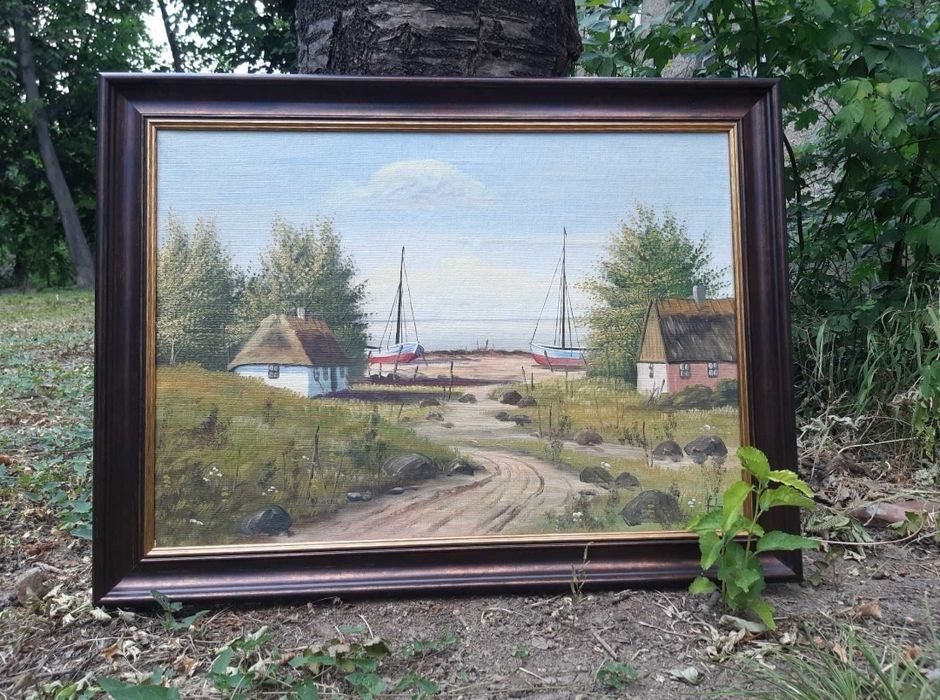 Красива Стара Картина Живопис  Маслени Бои на Платно