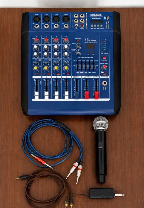 JBN M-15 2 ta karnay, Yamaha mikser, usilitel va mikrofonlar komlekt
