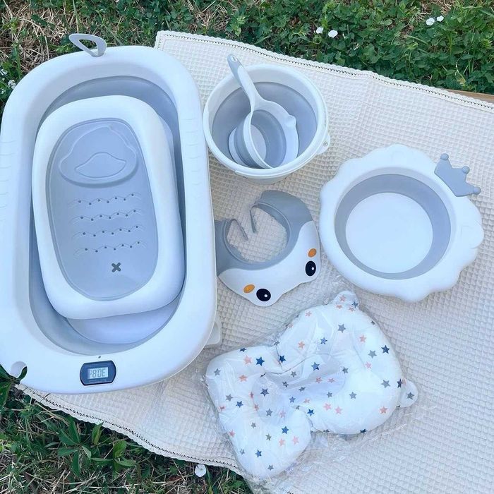 Chaqaloqlar uchun buklanadigan vannochka, 7-in-1 to‘plam