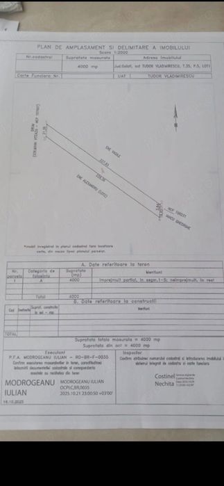 Teren intravilan Tudor Vladimirescu, jud. Galați
