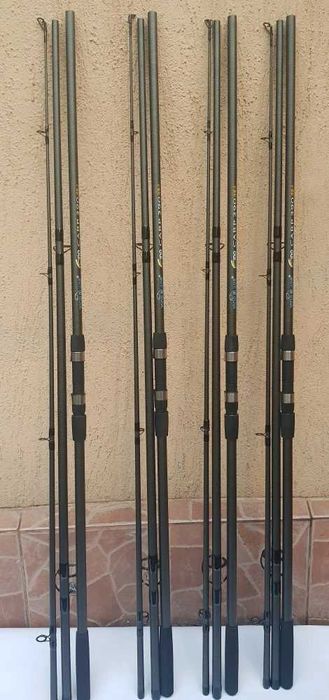 SET 4 Lansete WB 3,9m din 3 bucati+4 Mulinete GB8000+4 ROLE 300M FIR