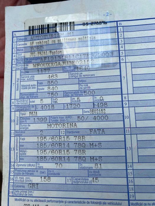 Piese FORD FUSION  1.4 diesel din 2003 - f6ja