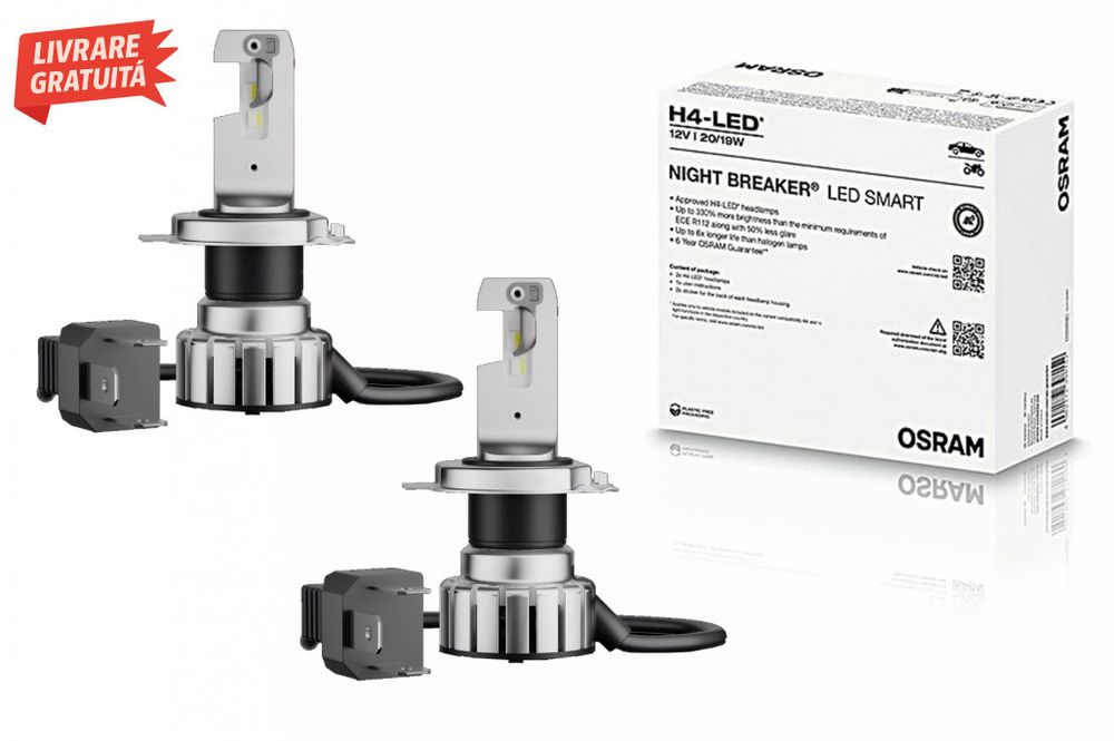 OSRAM NIGHT BREAKER LED SMART H4 64193DWNBSM Set 2 Becuri Auto Moto Om