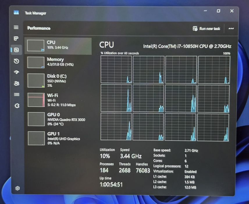 ThinkPad P15 Gen 1 i7 10850H 5.1GHz 32GB RAM RTX Quadro 6GB NVMe 512GB