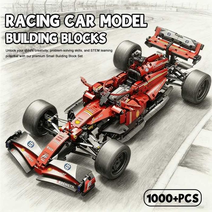 Set construit Race Car F1 Ferrari 1:10 tip Lego cu 1000 piese