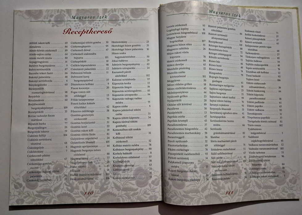 Carte de bucate "Magyaros Ízek" – rețete maghiare, ediție