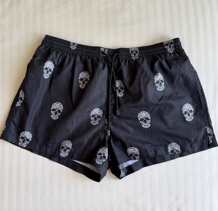 Swim shorts Zara negri cu print cranii (Skull) - Mărimea S