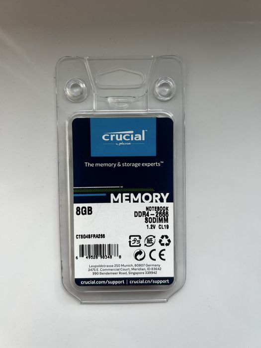 Memorie RAM Laptop Crucial 8 GB DDR4 Sodimm 2666 MHz