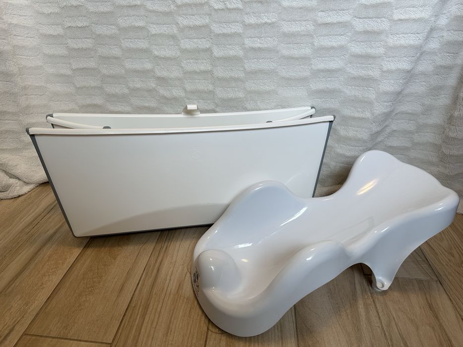 Set cădiță pliabilă Stokke Flexi bath (0-4 ani) + Suport baie nou născuți Mothercare