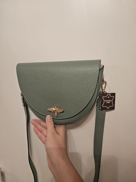 Естествена кожа италианска шик чанта