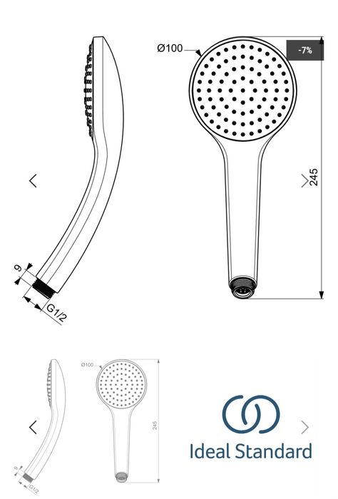 Нова душ слушалка черна Ideal Standard