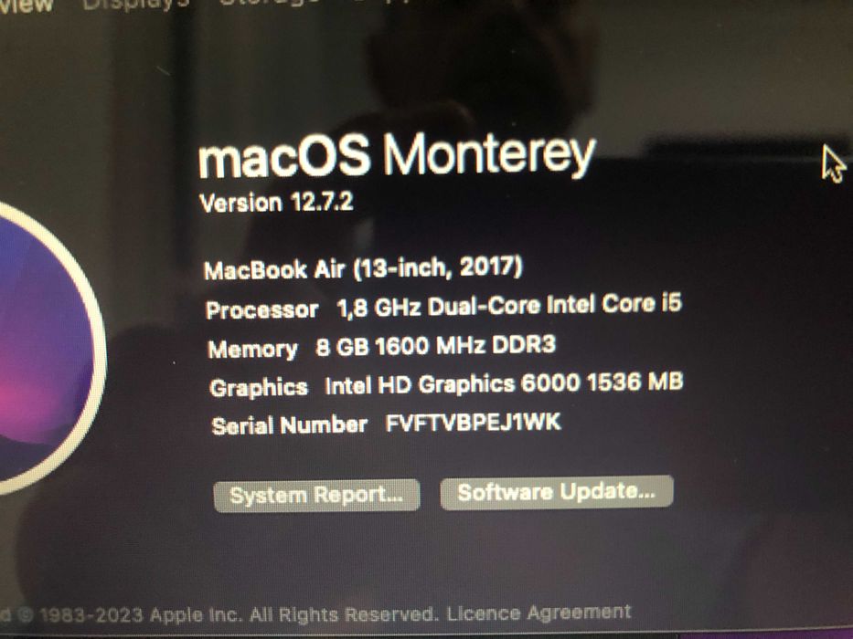 MacBook Air 13'' 2017 A1466 i5 1,8 GHz, 8 GB, SSD 128 GB.vizual CA NOU