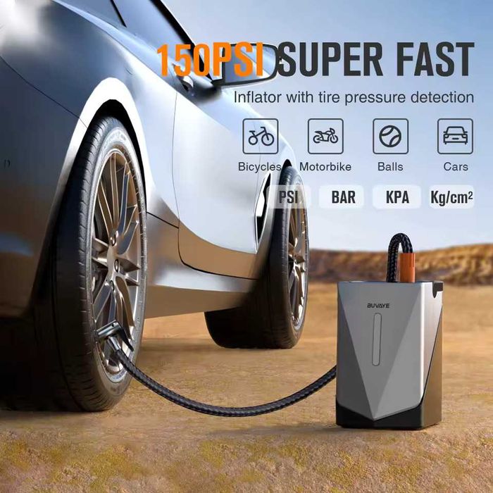 4 в 1 Супер Мощен Висок Клас Стартер BUVAYE 2500А 12000mAh с Помпа