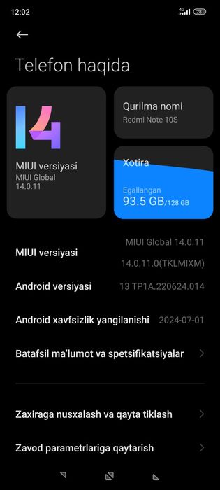 Redmi note 10s srochna sotiladi
