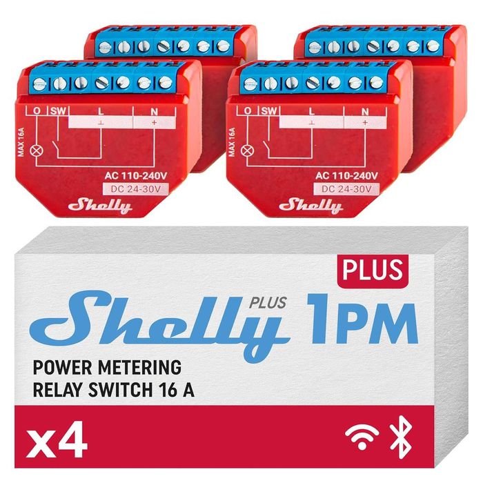 Shelly 1PM Gen3 Set de 4 controlere WiFi/Bluetooth