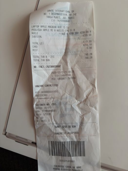 MacBook Air M2 ca nou plus 2 ani garantie