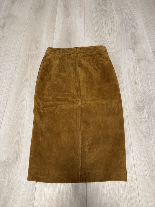 Fustă Mango din piele naturală întoarsă, nouă