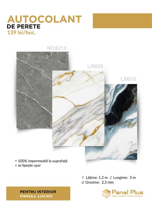 Panouri Decorative Premium - Marmură, Riflaj, Lemn și Autocolante