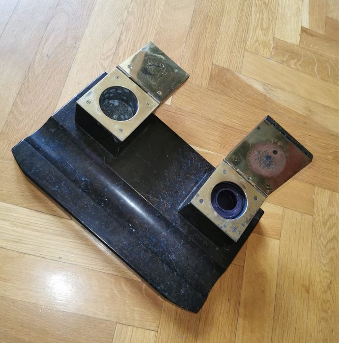 Антикварен турмалин черно-бяла ониксова сфера ест. полиран кристал !