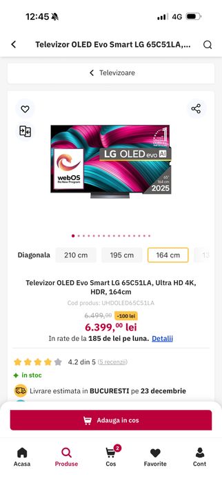 Televizor LG 164 C5 Sigilat!