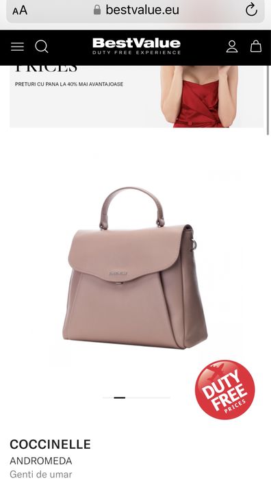 Geantă Coccinelle roz somon