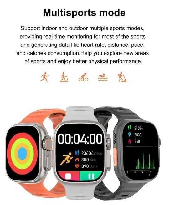 Cu bonus Smartwatch Watch8 Ultra,apel bluetooth,tensiune,spo2,etc.