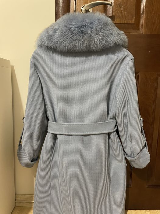 Ново палто от алпака лама и кашмир Кашмирено с яка от лисица
