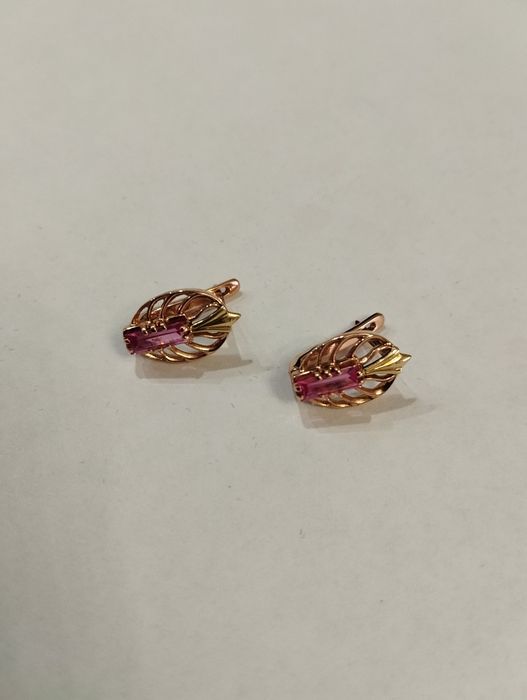 Золотые серьги, Гранатит 583 проба СССР