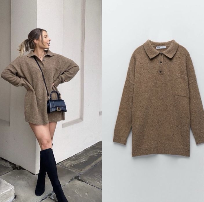 Pulover jumper oversize maro ZARA