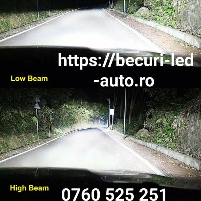 Două Becuri Led H1,H4,H7( 36000Lm/380W/6000K) Lumină Foarte Puternică