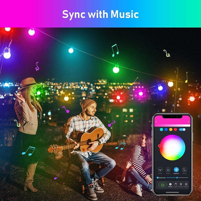 RGB смарт светлинна верига с 25 крушки
