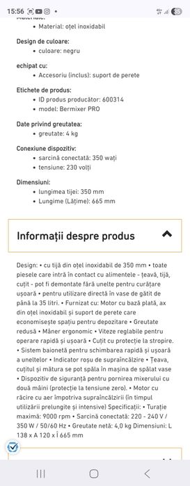 Mixer de mana horeca Bermixer Pro 350 wati, cu defect