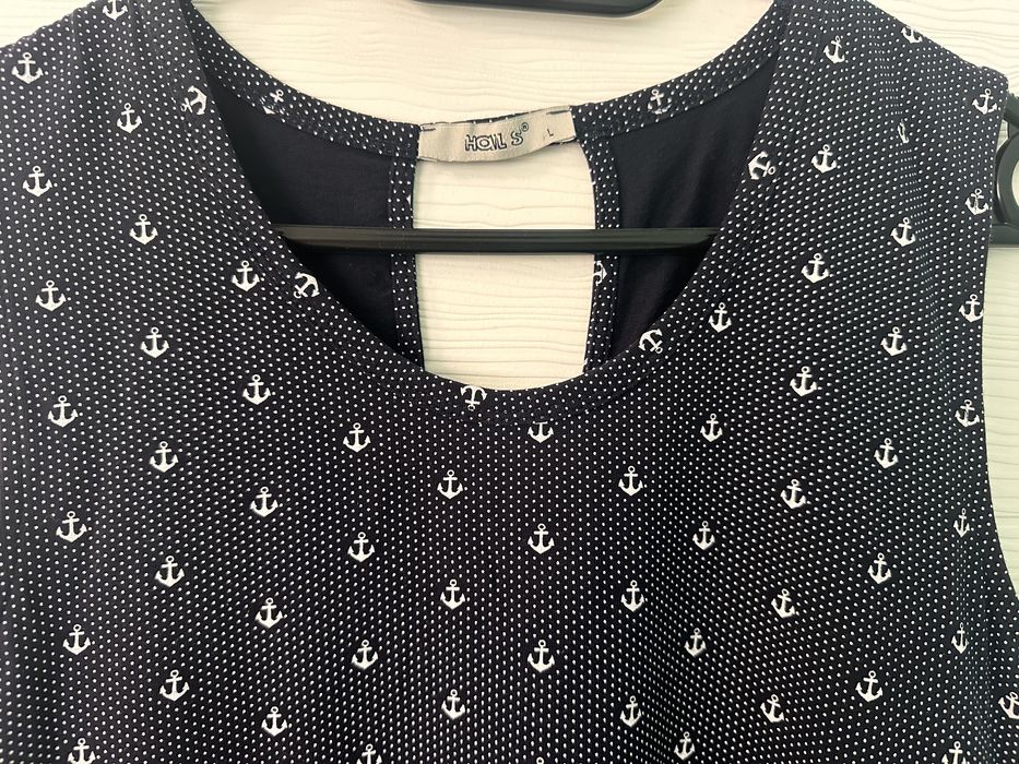 Къса памучна рокля, тъмносиня