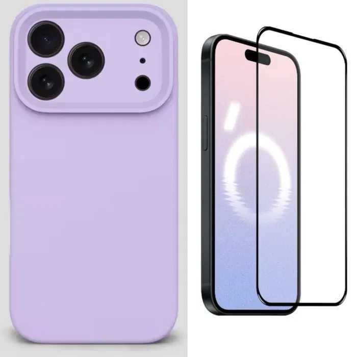 Husa Silicon ( diverse culori ) si Folie Sticla iPhone 17 Pro Max