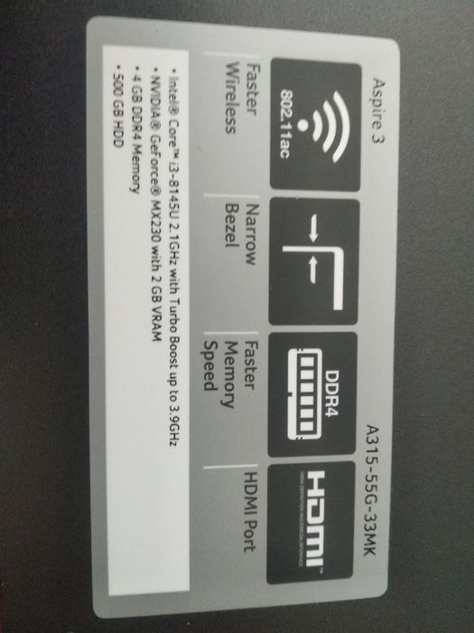 Aspire 3 A315-555G-33MK