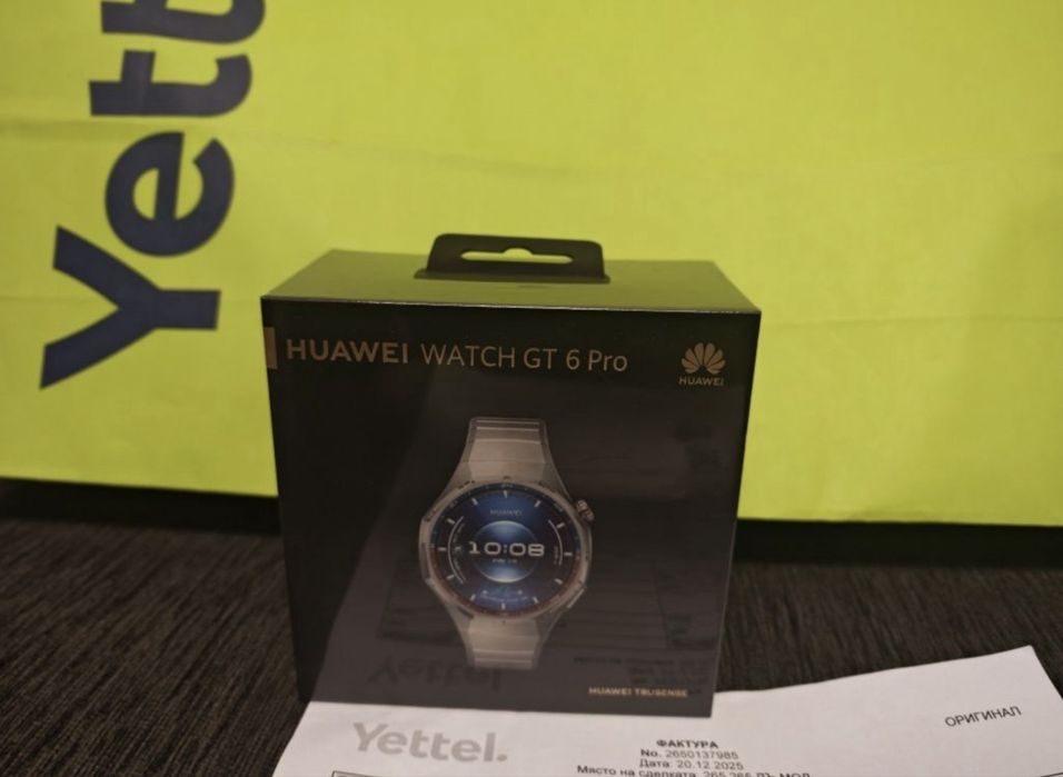 ЗАПЕЧАТАН 46mm Huawei Watch GT 6 Pro Гаранция Yettel 2027 Titanium gt6