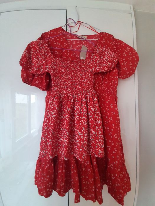 Лятна червена рокля мама (UK 16) и дете (5-6 години)