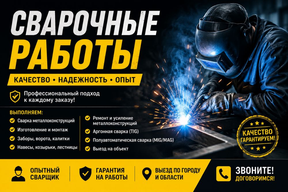 Выезд сварщика на обьект 24/7, Сварочные работы, сварщик қызметі