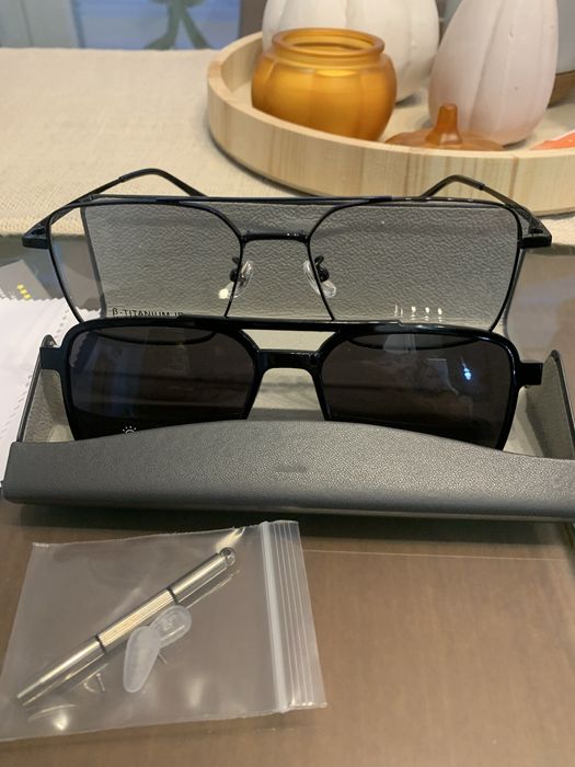 Диоптрични рамки за очила + слънчезащитен панел към тях