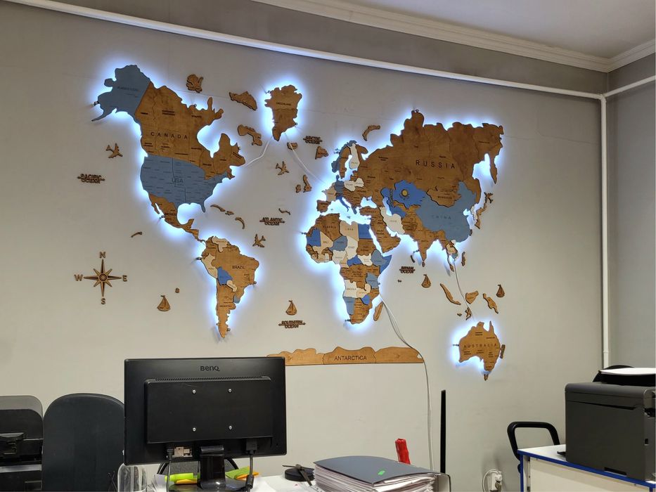 Карта мира интерьерная