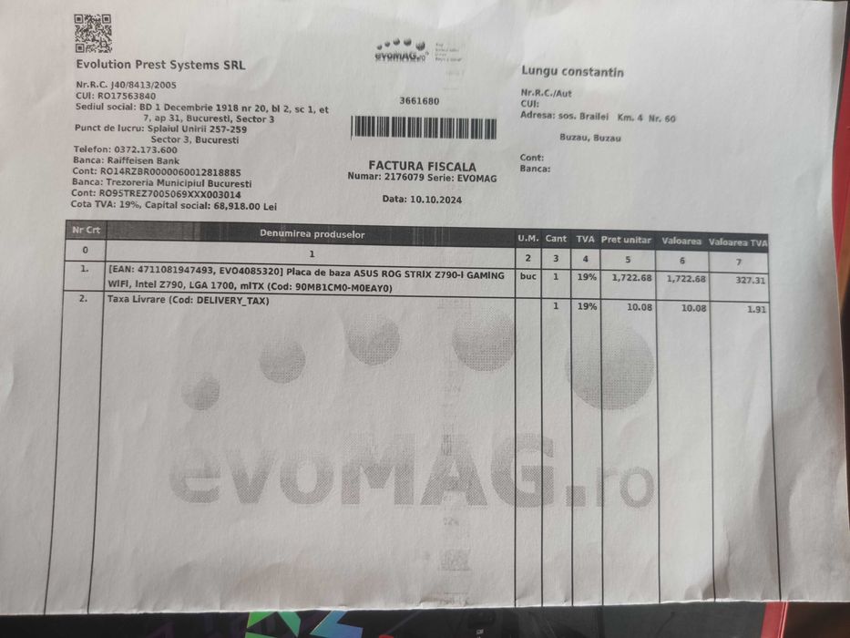 ASUS ROG Strix Z790-I Gaming WiFi + GARANTIE PANA IN 2027