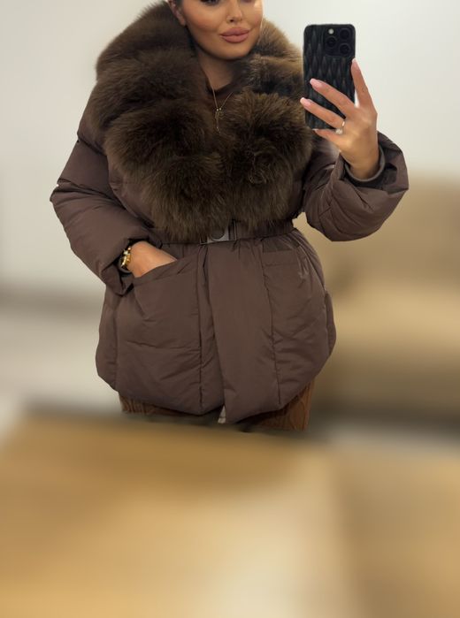 Geaca cu blana naturală de vulpe