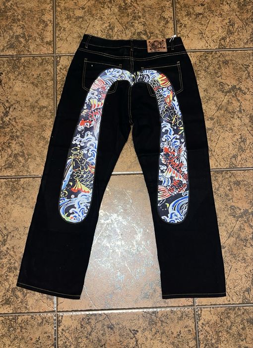 Blugi EVISU Jeans EVI denim vintage retro oversize premium / size L