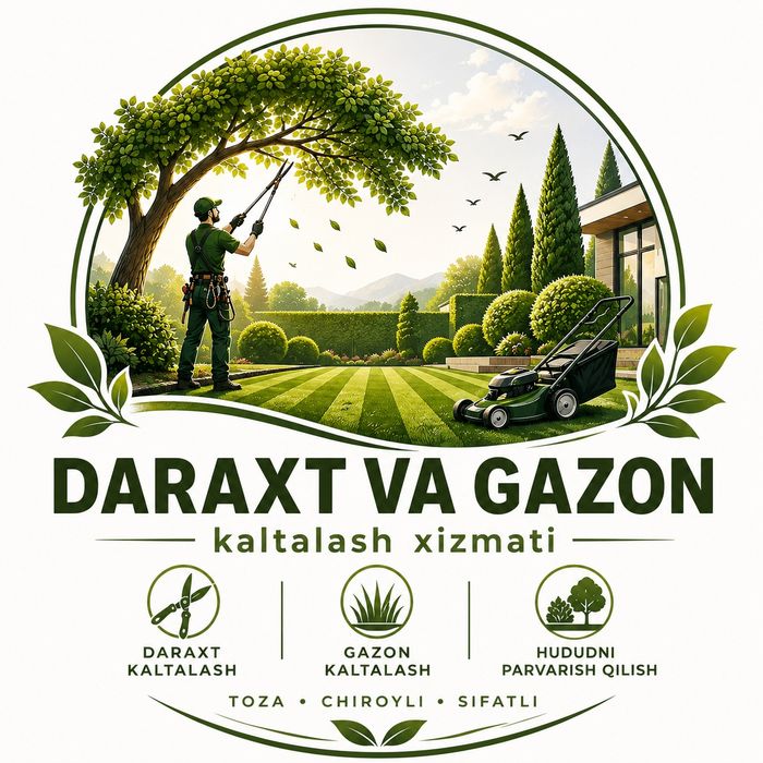 Daraxtlar va gazon kesish. Kaltalash. Shakil berish. Tozalash