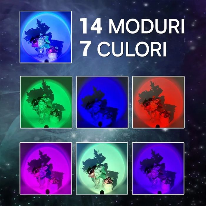 Proiector USB 7 culori/14moduri. Flexibil. Portabil.Imagine mare&clara