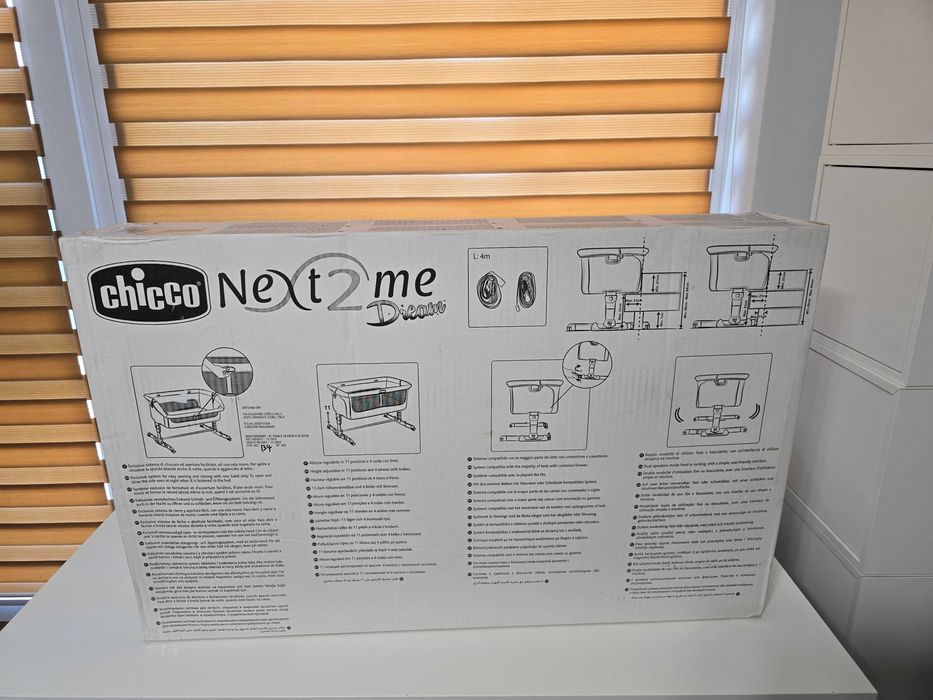 Patut bebe CHICCO Next2Me Dream 794458, 0 luni+, gri-alb