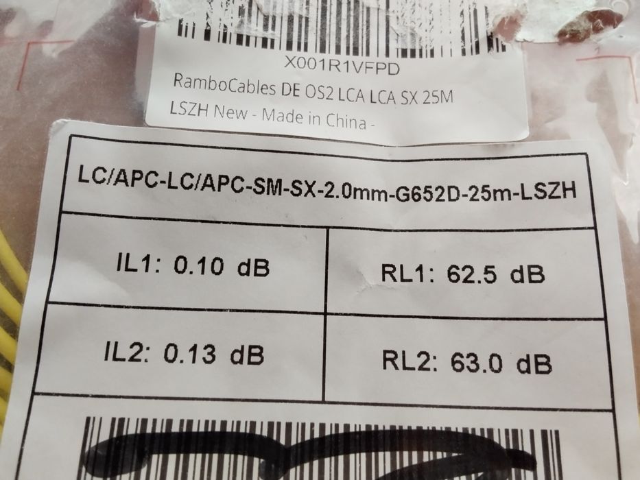 чисто нов 25метра оптичен кабел за оптичен интернет и оптичен рутер